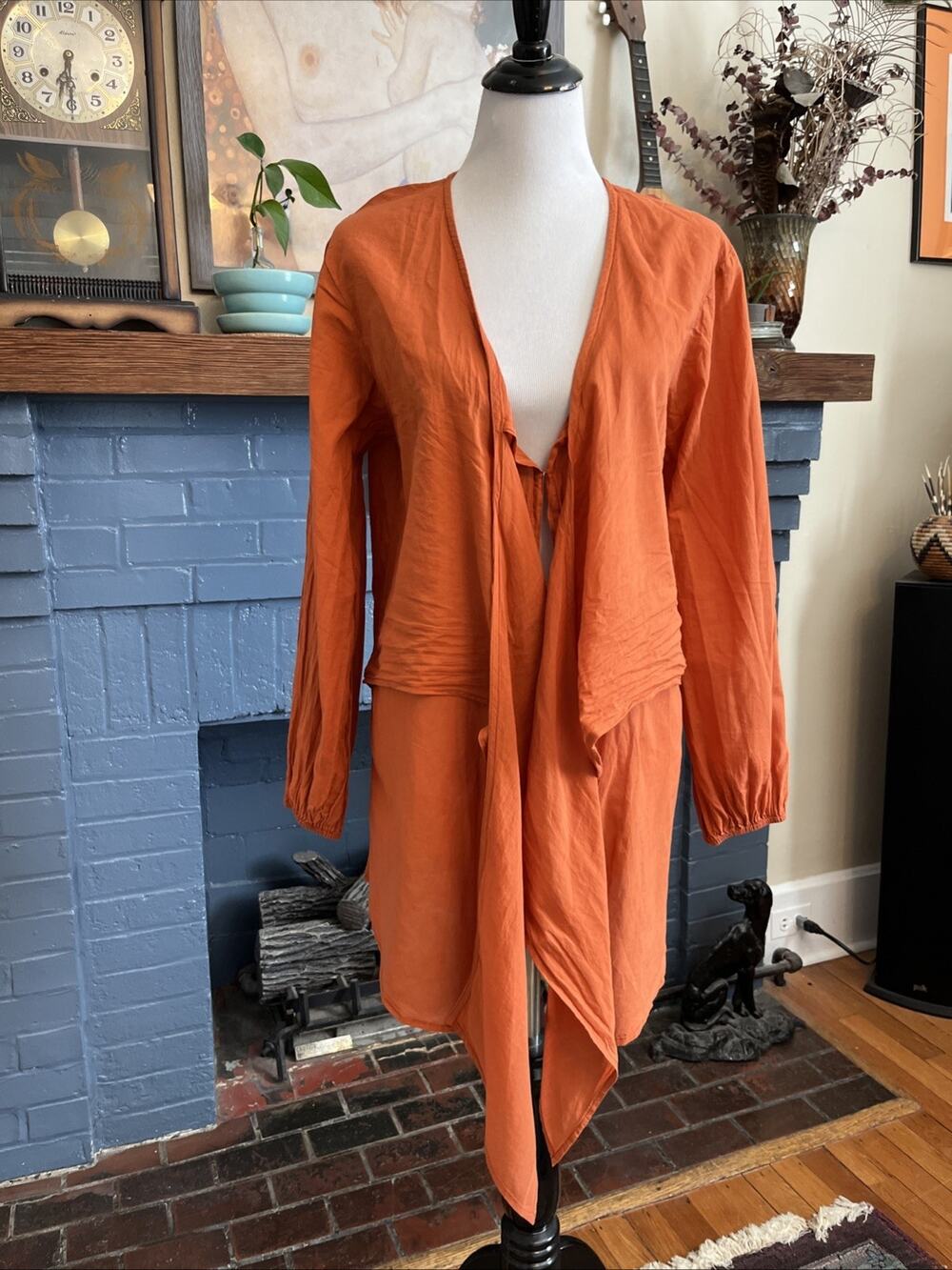 Faithfull The Brand Size 6 S 100% Cotton Floral Tie Wrap Top Orange